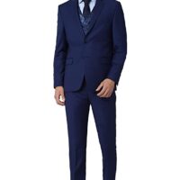 Daan Velsor Men's Wool Blend Navy Four Piece Suit Business Pants Set (VHSUWSLFN33199 44)