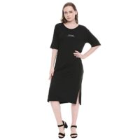 Kimiku Womens Round Neck Solid T-Shirt Dress