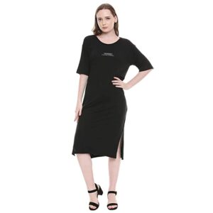 Kimiku Womens Round Neck Solid T-Shirt Dress
