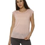 Kimiku Womens Round Neck Slub T-Shirt