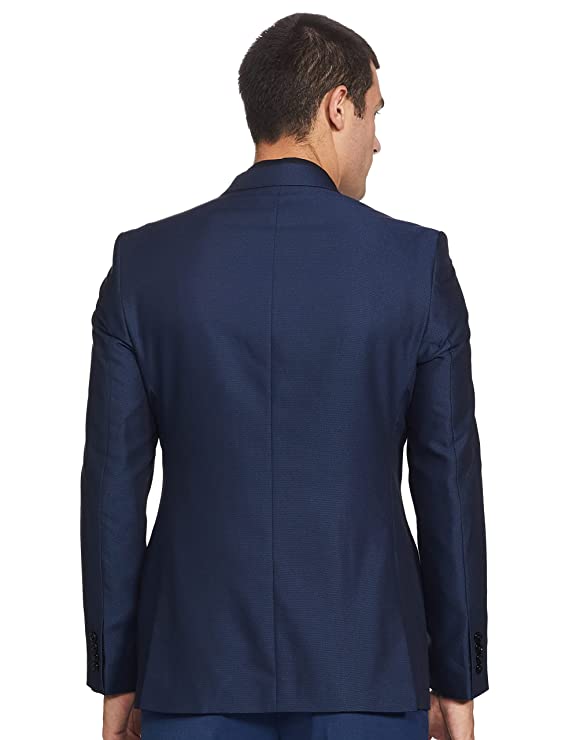 Roy Strip Rayon Blend Men's Full Sleeve Contemporary FIT Dark Blue Formal Suit - Image 2