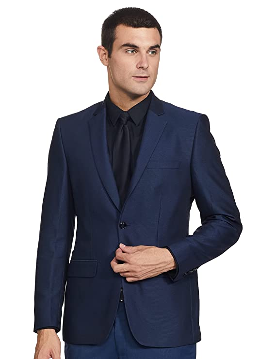 Roy Strip Rayon Blend Men's Full Sleeve Contemporary FIT Dark Blue Formal Suit