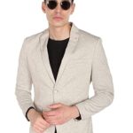 Arroy Head Men Beige Heathered Dobby Weave Formal Blazer