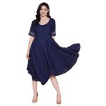 Women's Rayon Fit and Flare Below The Knee Dress