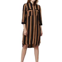Kimiku Women's Polyester Shirt Knee-Length Dress
