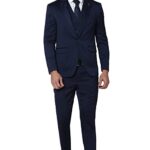 Daniel Crest Polyester Blend Men Navy Three Piece Suit Business Vest (PIS3SNSFY35021 40)