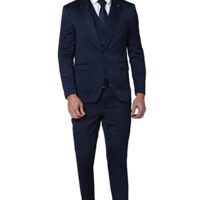 Daniel Crest Polyester Blend Men Navy Three Piece Suit Business Vest (PIS3SNSFY35021 40)