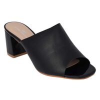 pelle albero Womens Black Block Heel Slipper