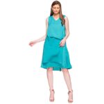 Kimiku Womens V Neck Slub Layered Skater Dress