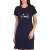 Sets |Meow| Graphic Printed Bio-Washed Pure Cotton Knee Length T-Shirt Dress for Women and Girls |