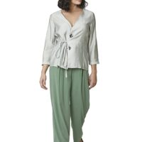 Kimiku Womens Surplice Neck Textured Top