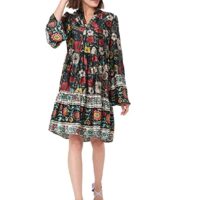 Kimiku Women's Polyester Fit and Flare Knee-Length Dress