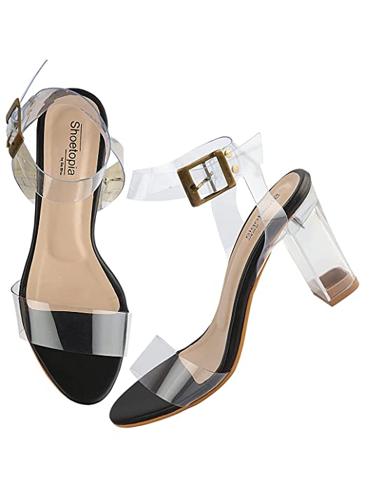 ShoeWapia Womens/Girls Block Heels Sandals with Buckles - Image 2