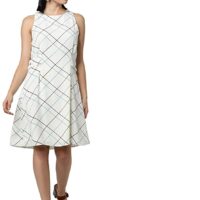 Kimiku Womens Round Neck Checked Shift Dress