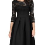 Miusol Women's Vintage Floral Lace 2/3 Sleeve Bridesmaid Party Dress