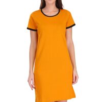 Sets |Plain| Graphic Printed Bio-Washed Pure Cotton Knee Length Ringer T-Shirt Dress for Women and Girls |