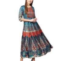 Arohiya Women's Dull Satin Printed Anarkali Dress