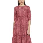 Indya Women's Rayon A-Line Midi Dress