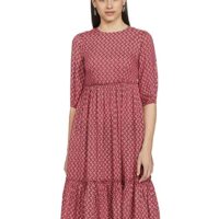 Indya Women's Rayon A-Line Midi Dress